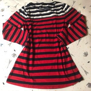 The Limited Red &Black Striped Long Sleeves Blouse